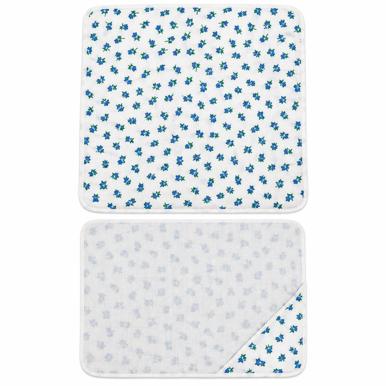 Muslin Cap Towel in Blue Green Floral