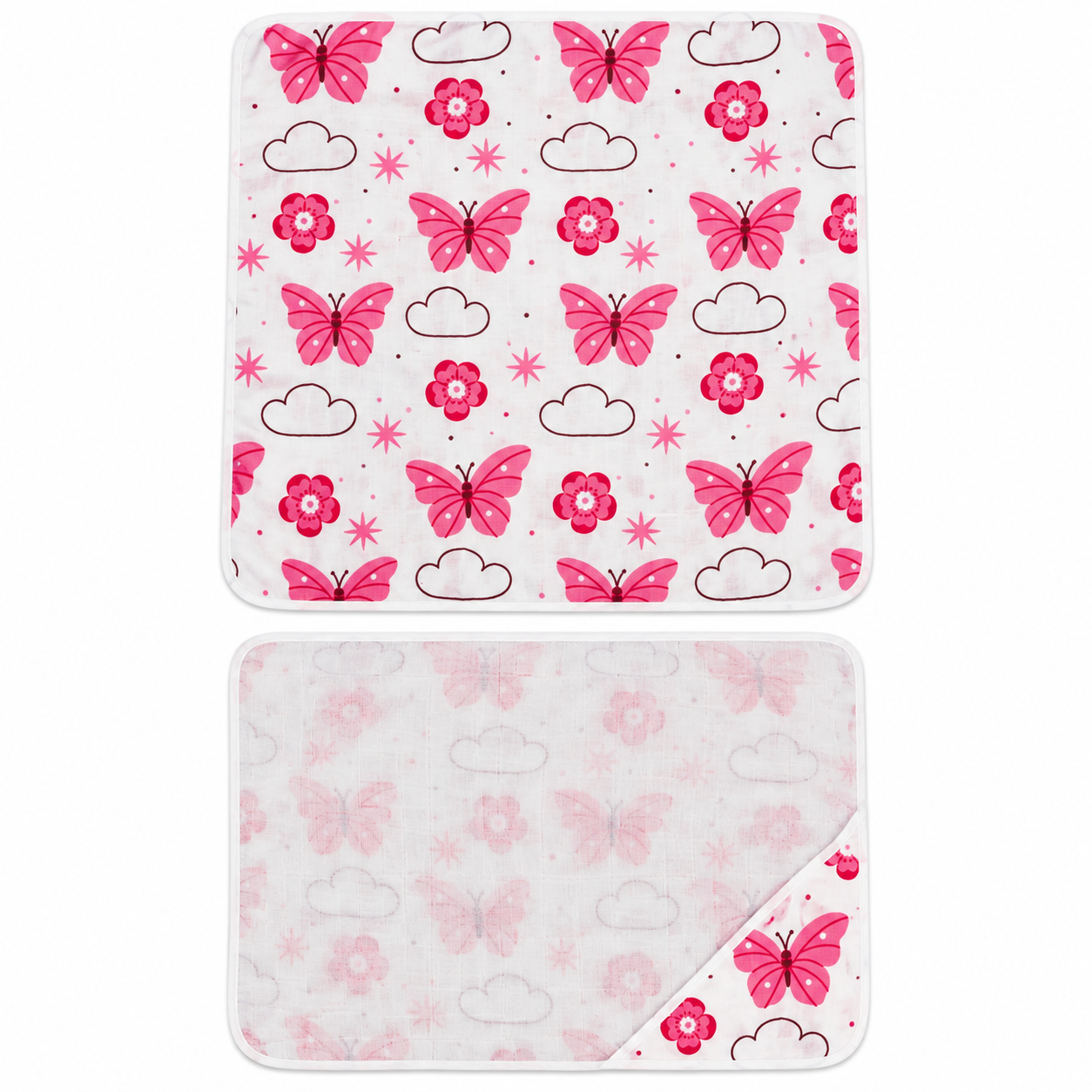 Muslin Cap Towel in Pink Butterfly