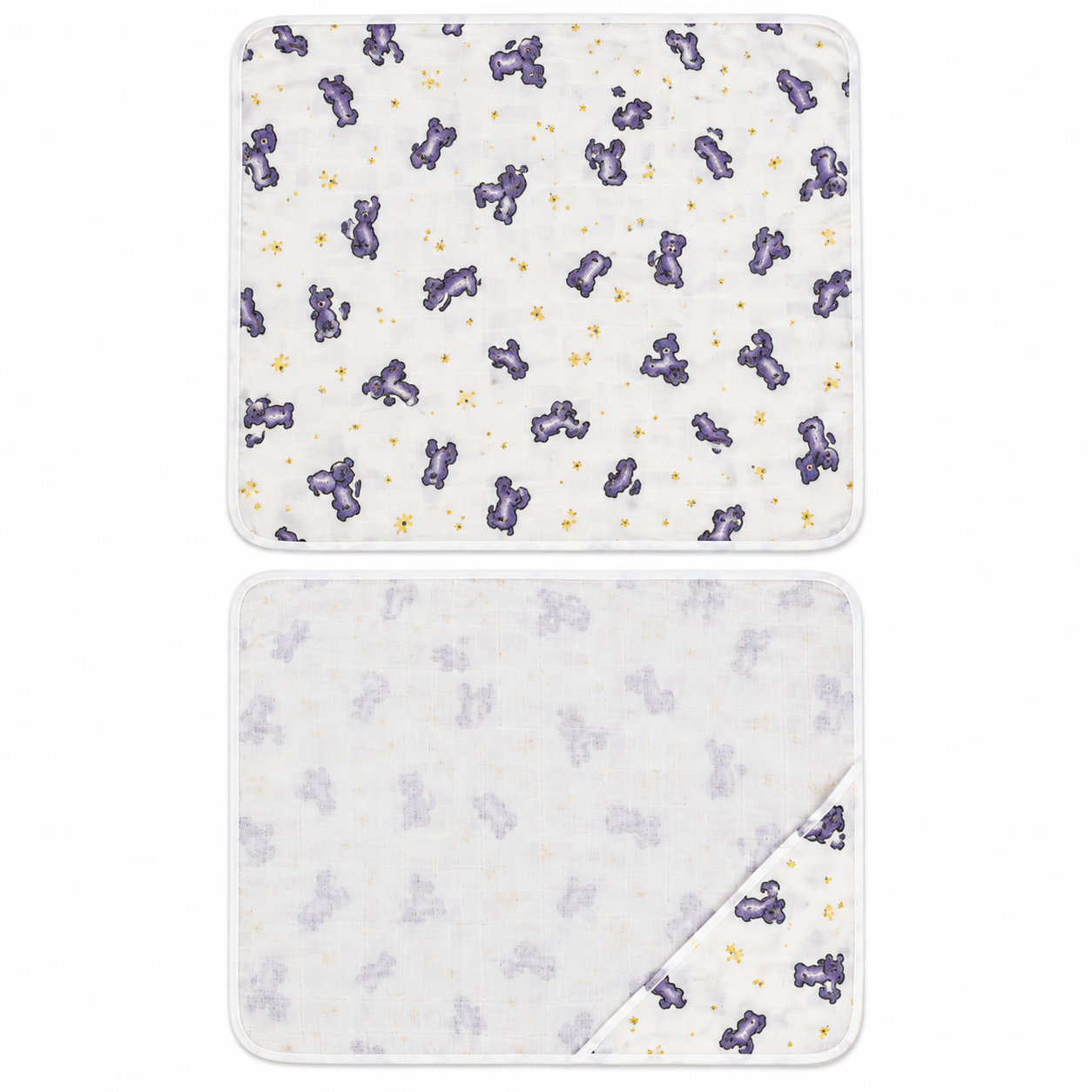 Muslin Cap Towel in Purple Teddy Bear